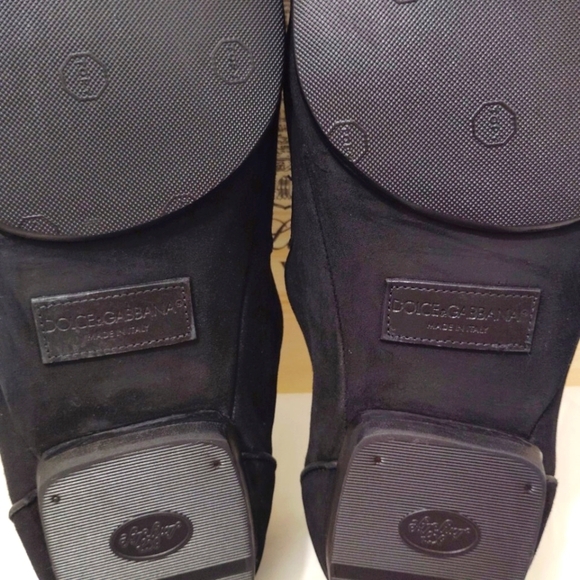 Dolce & Gabbana Black Suede Loafers Italian Leather Made In Italy US 7 1/2 Used - Picture 12 of 15